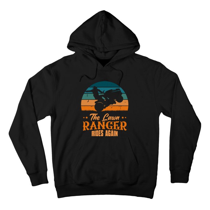 The Lawn Ranger Rides Again Mowing Vintage Retro Mower Hoodie