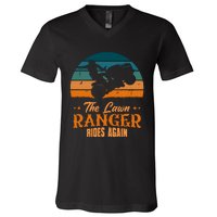 The Lawn Ranger Rides Again Mowing Vintage Retro Mower V-Neck T-Shirt