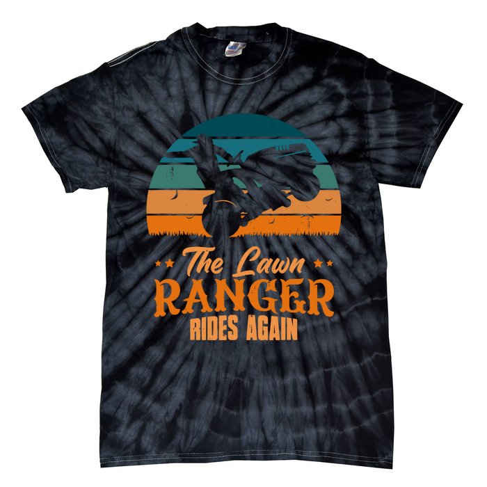 The Lawn Ranger Rides Again Mowing Vintage Retro Mower Tie-Dye T-Shirt