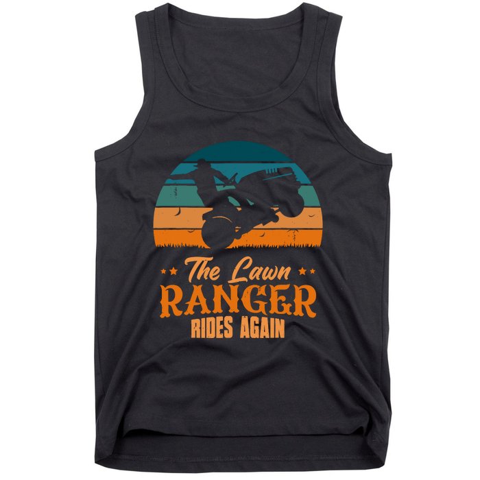 The Lawn Ranger Rides Again Mowing Vintage Retro Mower Tank Top