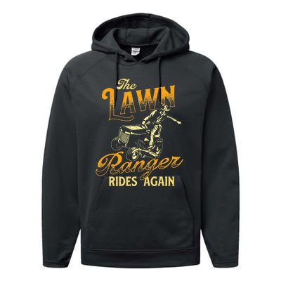 The Lawn Ranger Rides Again Gardener Lawn Mower Performance Fleece Hoodie