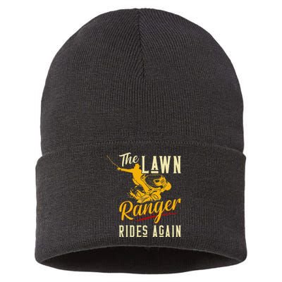 The Lawn Ranger Rides Again Lawn Tractor Mowing Sustainable Knit Beanie