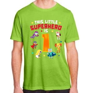 This Little Superhero Is 1 Year Old Super Hero 1st Bday Age Cute Gift Adult ChromaSoft Performance T-Shirt