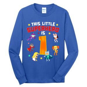 This Little Superhero Is 1 Year Old Super Hero 1st Bday Age Cute Gift Tall Long Sleeve T-Shirt