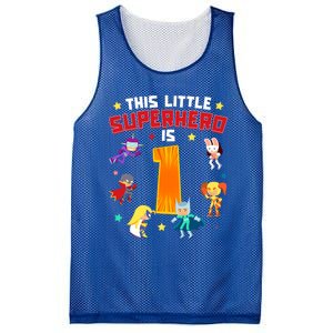 This Little Superhero Is 1 Year Old Super Hero 1st Bday Age Cute Gift Mesh Reversible Basketball Jersey Tank