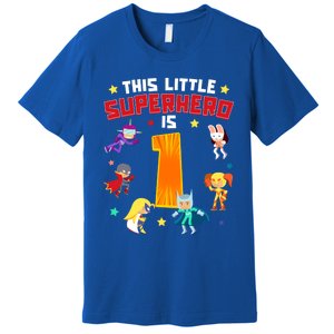 This Little Superhero Is 1 Year Old Super Hero 1st Bday Age Cute Gift Premium T-Shirt