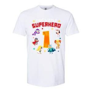 This Little Superhero Is 1 Year Old Super Hero 1st Bday Age Cute Gift Softstyle CVC T-Shirt