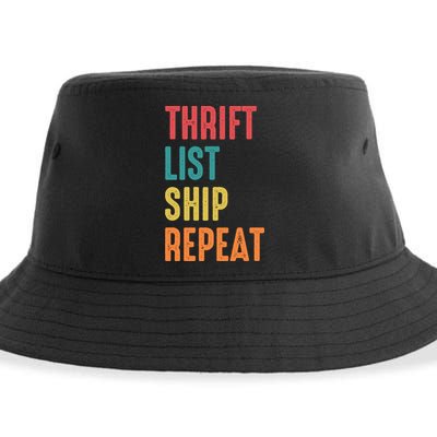 Thrift List Ship Repeat Funny Sourcing Reseller Gift Sustainable Bucket Hat