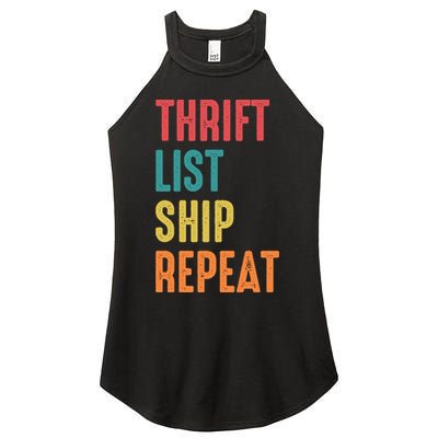 Thrift List Ship Repeat Funny Sourcing Reseller Gift Women's Perfect Tri Rocker Tank