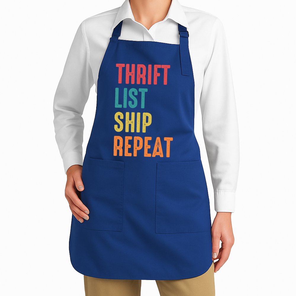 Thrift List Ship Repeat Funny Sourcing Reseller Gift Apron