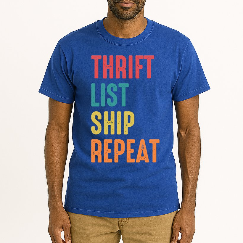 Thrift List Ship Repeat Funny Sourcing Reseller Gift Tall T-Shirt