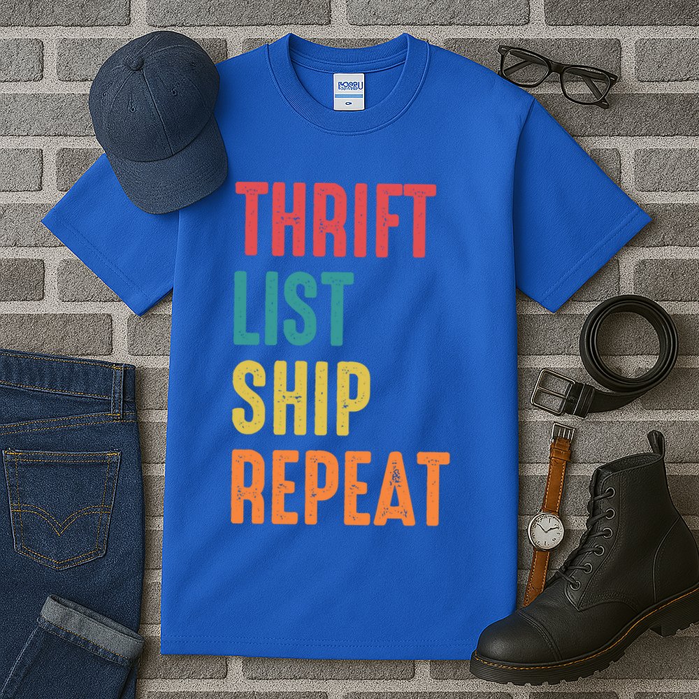 Thrift List Ship Repeat Funny Sourcing Reseller Gift Tall T-Shirt
