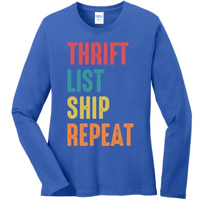 Thrift List Ship Repeat Funny Sourcing Reseller Gift Ladies Long Sleeve Shirt