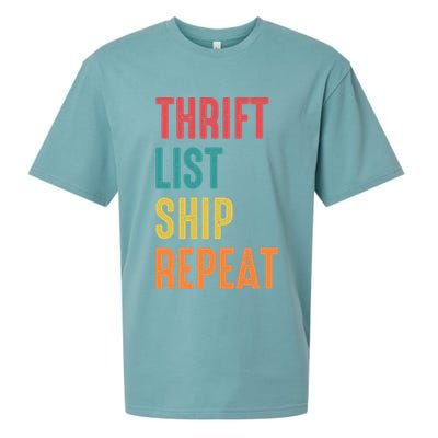 Thrift List Ship Repeat Funny Sourcing Reseller Gift Sueded Cloud Jersey T-Shirt