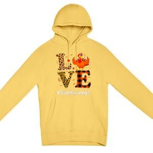 Thanksgiving Love School Psychologist Turkey Autumn Fall Premium Pullover Hoodie