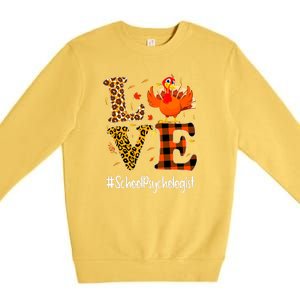 Thanksgiving Love School Psychologist Turkey Autumn Fall Premium Crewneck Sweatshirt