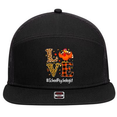 Thanksgiving Love School Psychologist Turkey Autumn Fall 7 Panel Mesh Trucker Snapback Hat