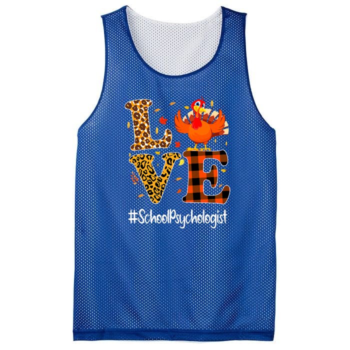 Thanksgiving Love School Psychologist Turkey Autumn Fall Mesh Reversible Basketball Jersey Tank