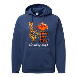 Thanksgiving Love School Psychologist Turkey Autumn Fall Performance Fleece Hoodie