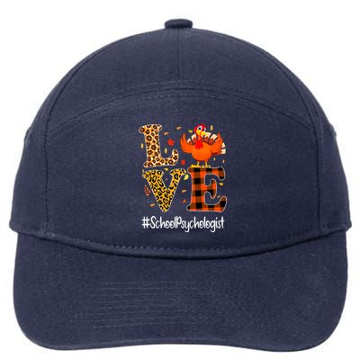 Thanksgiving Love School Psychologist Turkey Autumn Fall 7-Panel Snapback Hat