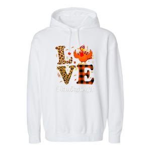 Thanksgiving Love School Psychologist Turkey Autumn Fall Garment-Dyed Fleece Hoodie