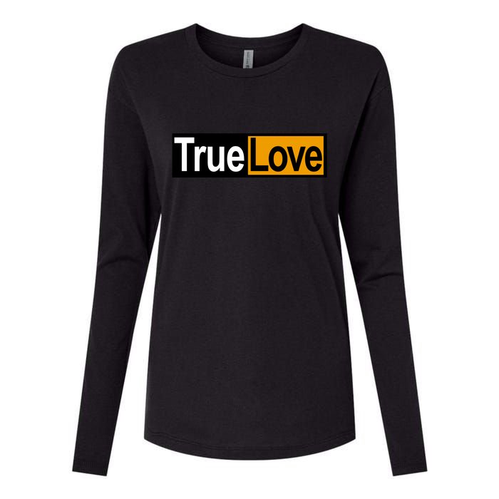 True Love Spoof Logo Womens Cotton Relaxed Long Sleeve T-Shirt