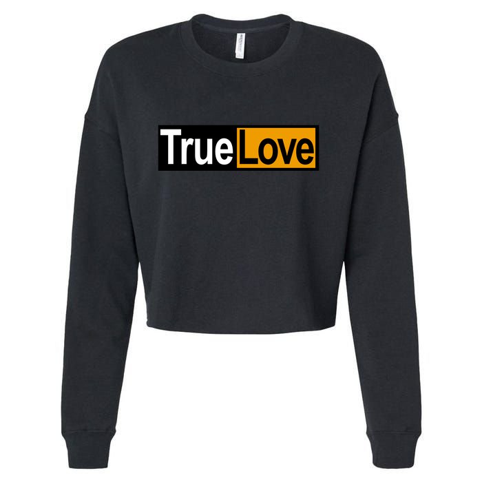 True Love Spoof Logo Cropped Pullover Crew