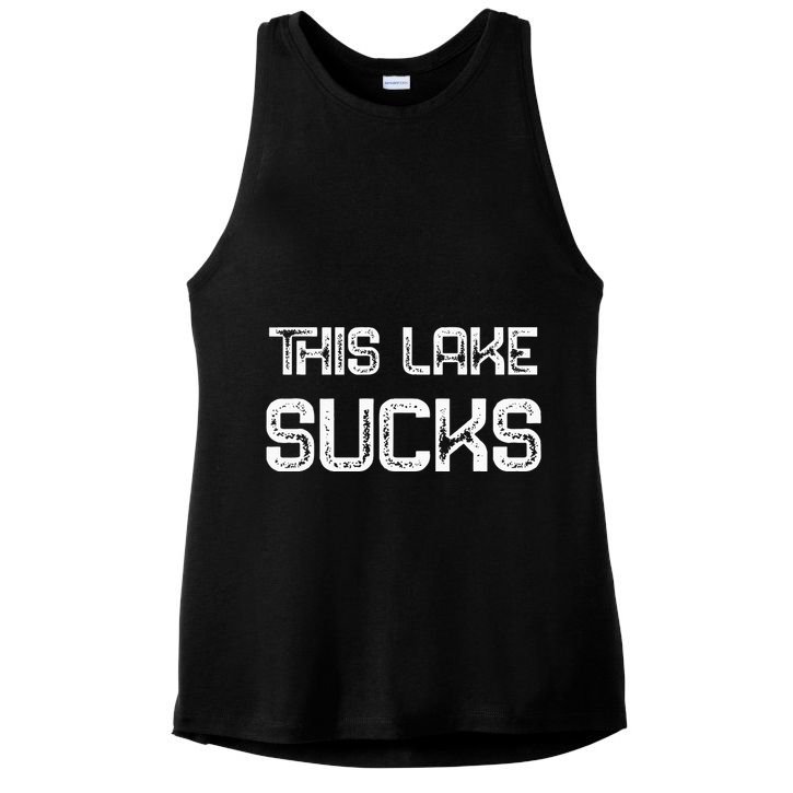This Lake Sucks Funny Fishing Ladies PosiCharge Tri-Blend Wicking Tank