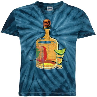 Tequila Lime Salt Tequila Bottle Lover Gift Kids Tie-Dye T-Shirt