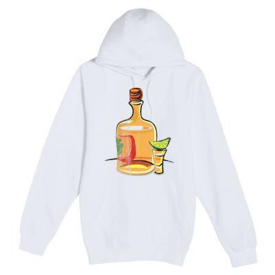 Tequila Lime Salt Tequila Bottle Lover Gift Premium Pullover Hoodie