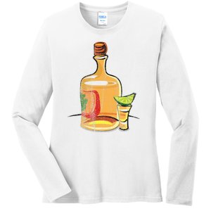 Tequila Lime Salt Tequila Bottle Lover Gift Ladies Long Sleeve Shirt