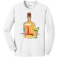 Tequila Lime Salt Tequila Bottle Lover Gift Kids Long Sleeve Shirt