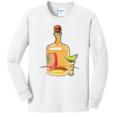 Tequila Lime Salt Tequila Bottle Lover Gift Kids Long Sleeve Shirt