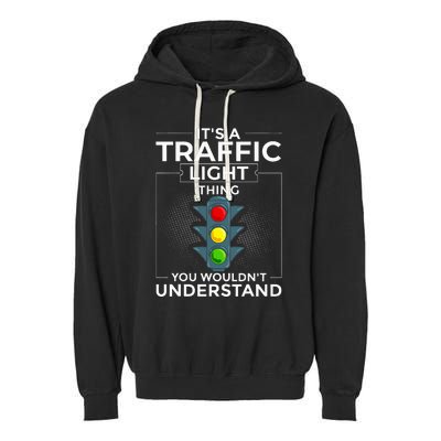 Traffic Light Sign Green Yellow Red Stop Stoplight Garment-Dyed Fleece Hoodie