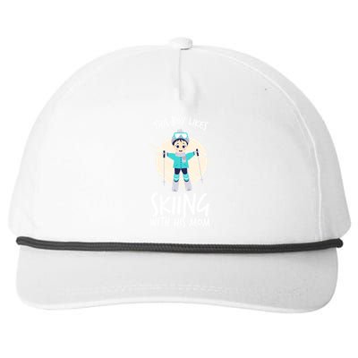 This Likes Skiing With His Mom Son Matching Cool Gift Snapback Five-Panel Rope Hat