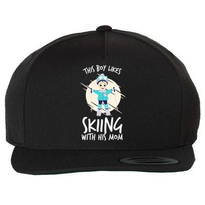 This Likes Skiing With His Mom Son Matching Cool Gift Wool Snapback Cap