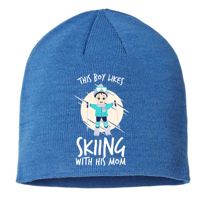 This Likes Skiing With His Mom Son Matching Cool Gift Sustainable Beanie