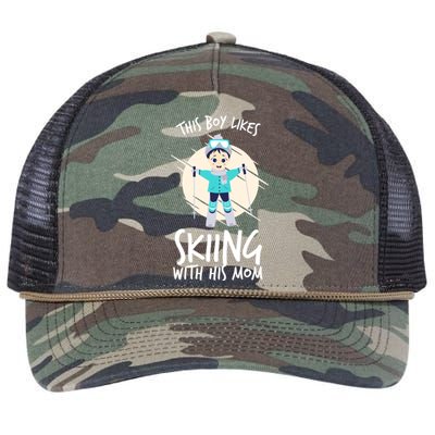 This Likes Skiing With His Mom Son Matching Cool Gift Retro Rope Trucker Hat Cap