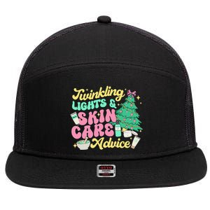 Twinkling Lights & Skin Care Advice Dermatology Nurse Xmas 7 Panel Mesh Trucker Snapback Hat