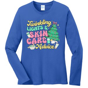 Twinkling Lights & Skin Care Advice Dermatology Nurse Xmas Ladies Long Sleeve Shirt