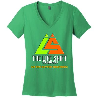 The Life Shift Church Church Logo Design 2 Women's V-Neck T-Shirt