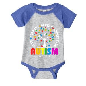 Tree Love Support Accept Autism Awareness Infant Baby Jersey Bodysuit