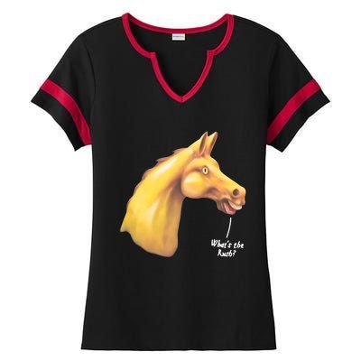 The Late Show Horse Whats The Rush Ladies Halftime Notch Neck Tee