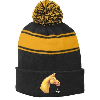 The Late Show Horse Whats The Rush Stripe Pom Pom Beanie