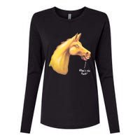 The Late Show Horse Whats The Rush Womens Cotton Relaxed Long Sleeve T-Shirt