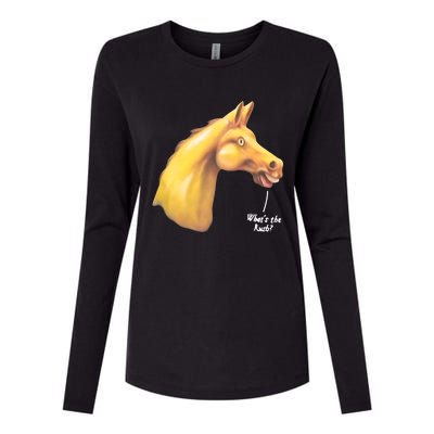 The Late Show Horse Whats The Rush Womens Cotton Relaxed Long Sleeve T-Shirt