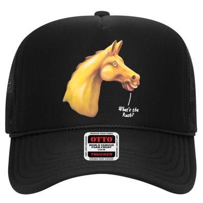 The Late Show Horse Whats The Rush High Crown Mesh Back Trucker Hat