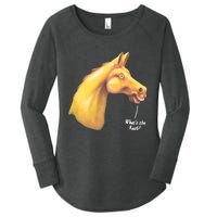 The Late Show Horse Whats The Rush Women's Perfect Tri Tunic Long Sleeve Shirt