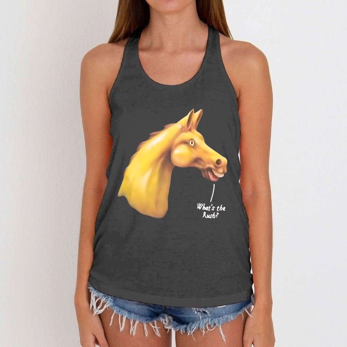 The Late Show Horse Whats The Rush Women's Knotted Racerback Tank