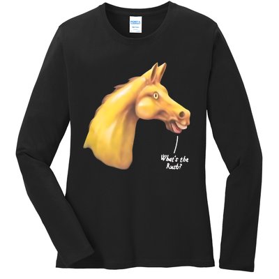 The Late Show Horse Whats The Rush Ladies Long Sleeve Shirt